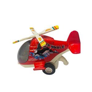 Pullback Daron Toy Red Whirlybird Helicopter Chopper Spinning Propeller